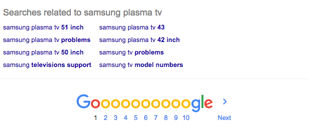 Поисковые запросы Google внизу результатов поиска